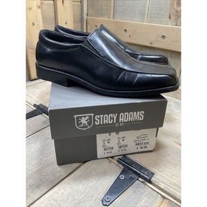 STACY Adams Slip On Shoes Mens Black Size 5 M 41249B-01 Faux Leather